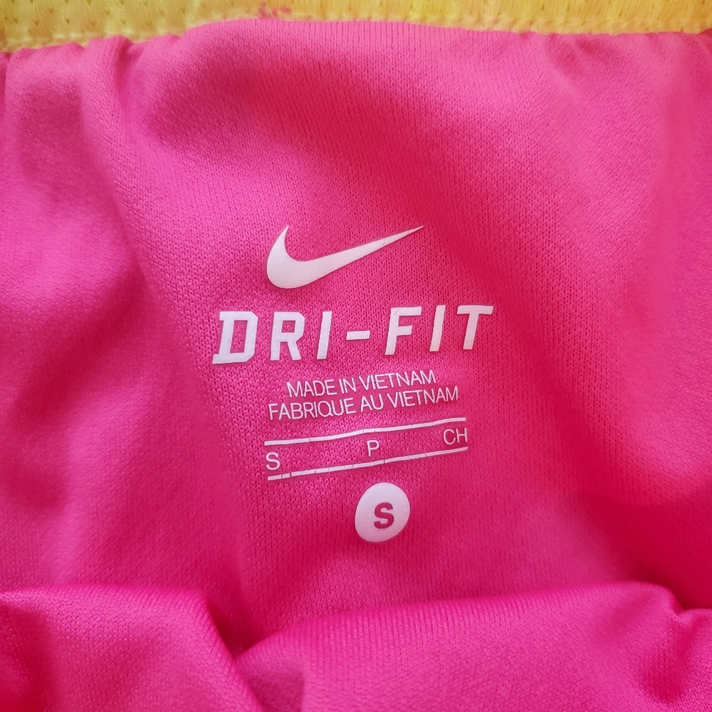 Nike dri-fit pink and yellow cute running shorts.  Size small - Picture 7 of 13